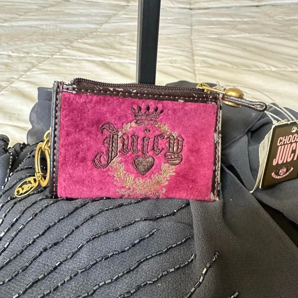NWT Juicy Couture velour burgundy card holder gold detailing y2k vintage
